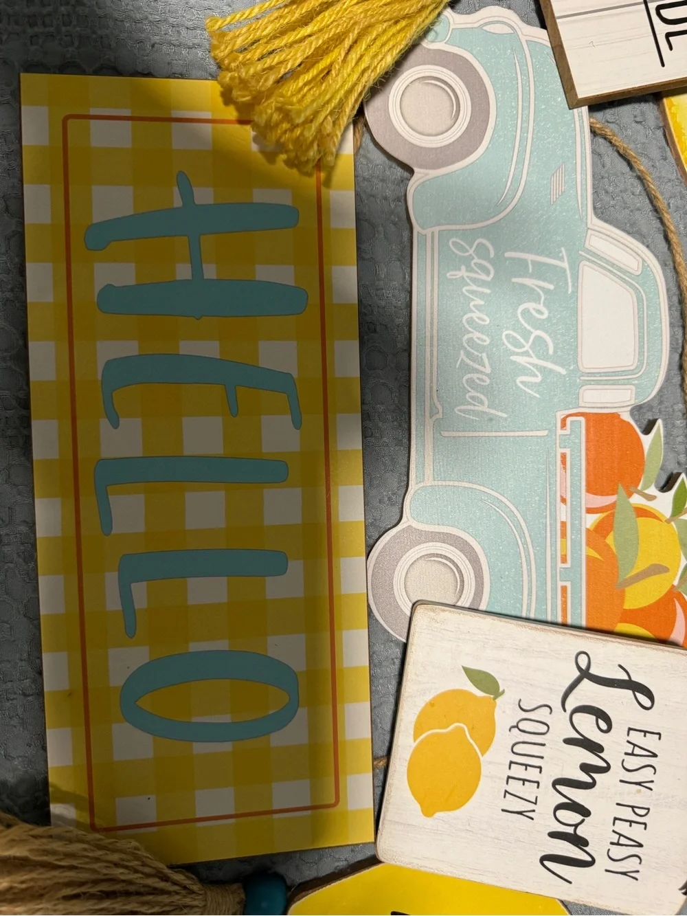 Wood Frame Lemon Squeeze Wall Sign - White and Yellow